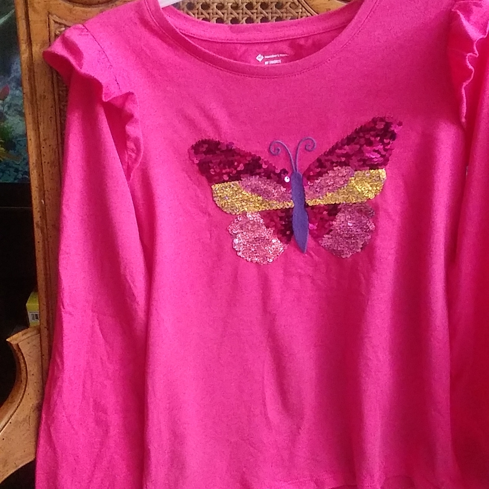 Little girls long sleeve t-shirt with a butterfly size 10-12 used